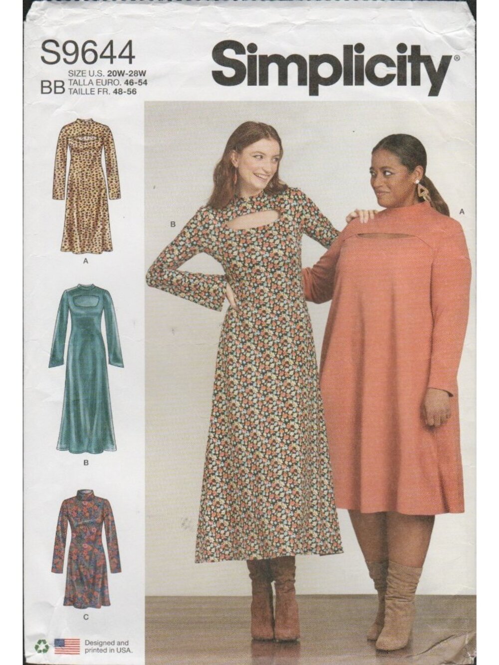 Simplicity 9644 Flared Knit Dress Pattern Womens Plus Size 20W-28W Uncut